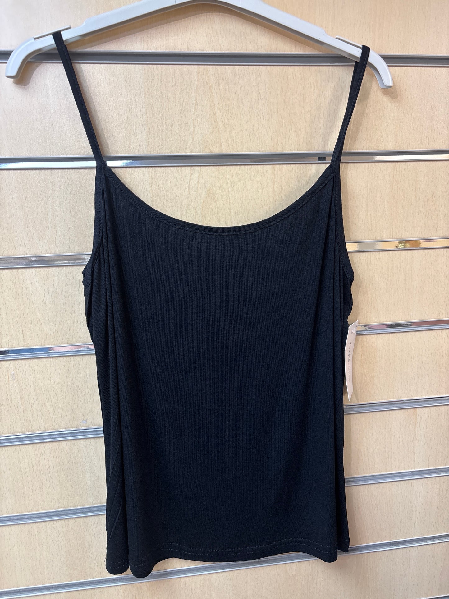 Strappy Cotton Vest Top In Black