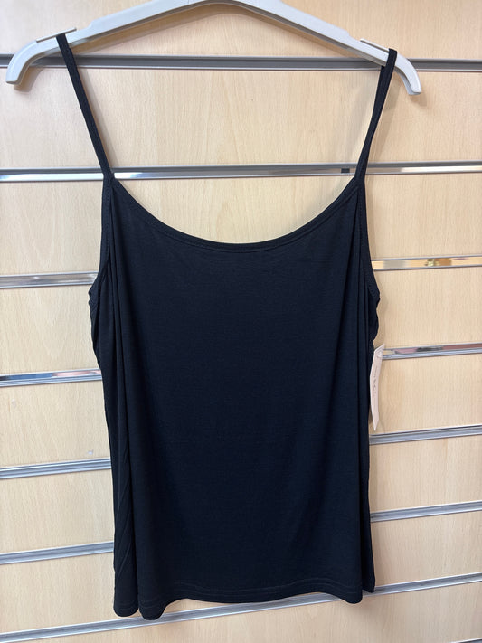 Strappy Cotton Vest Top In Black