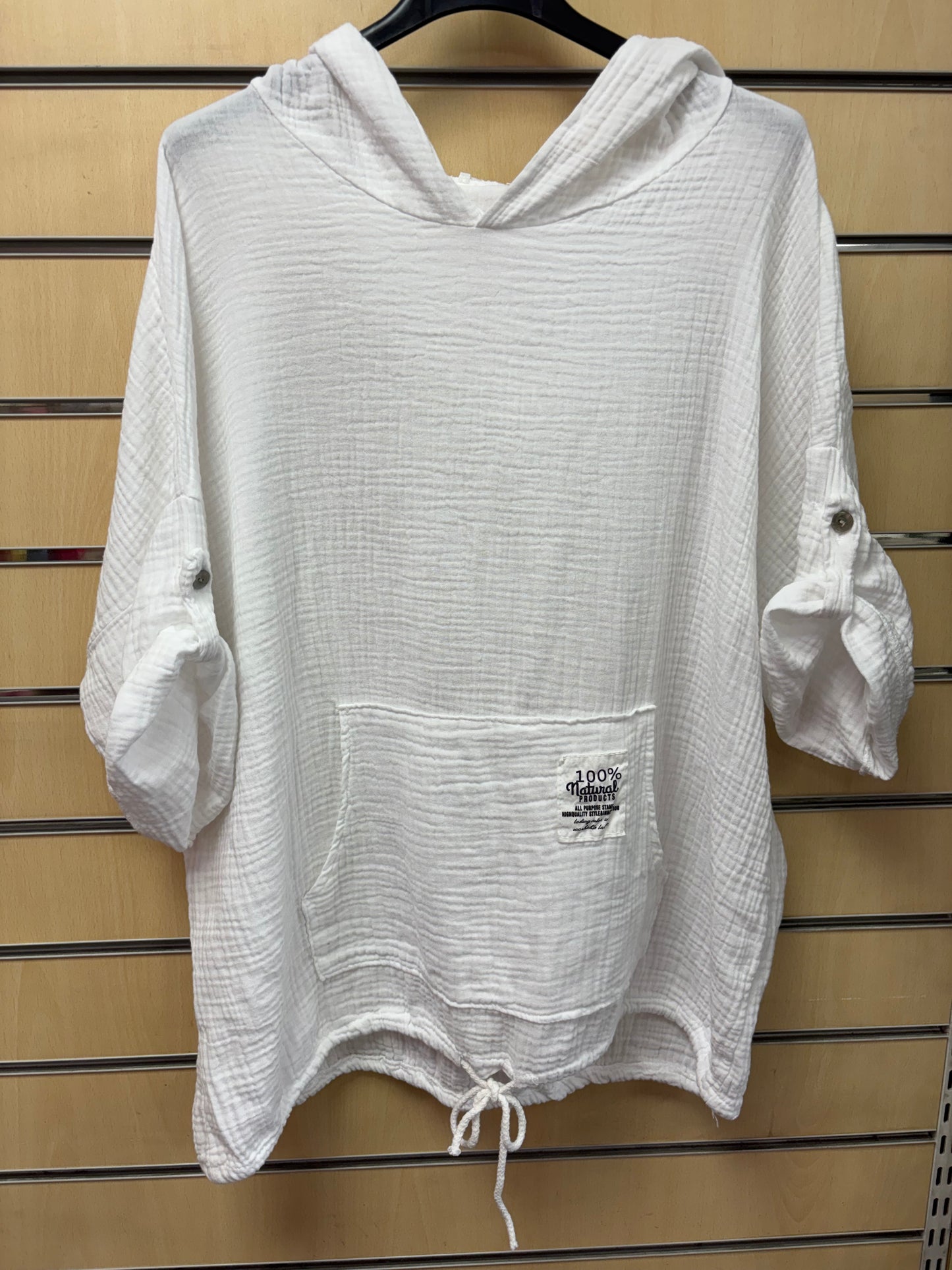 100% Cotton Hoodie in White