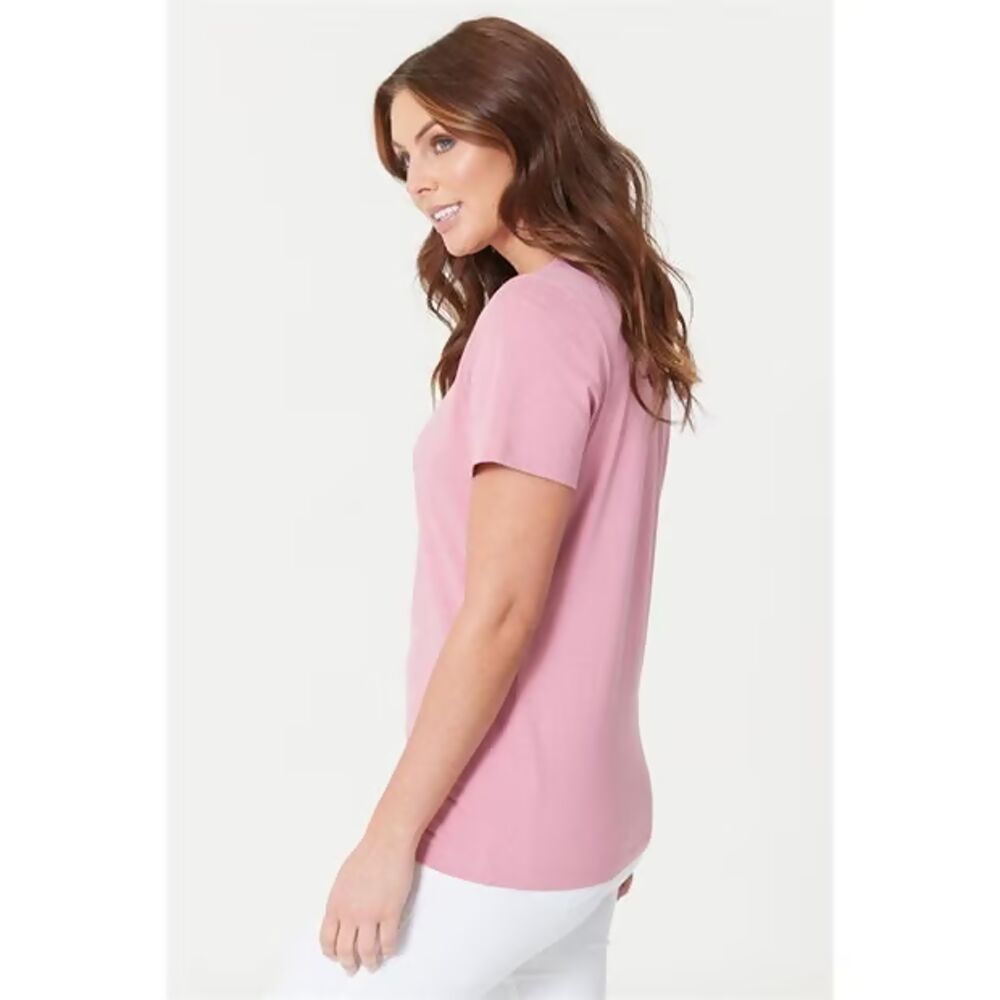 Cotton Crew Neck T-Shirt in Pink