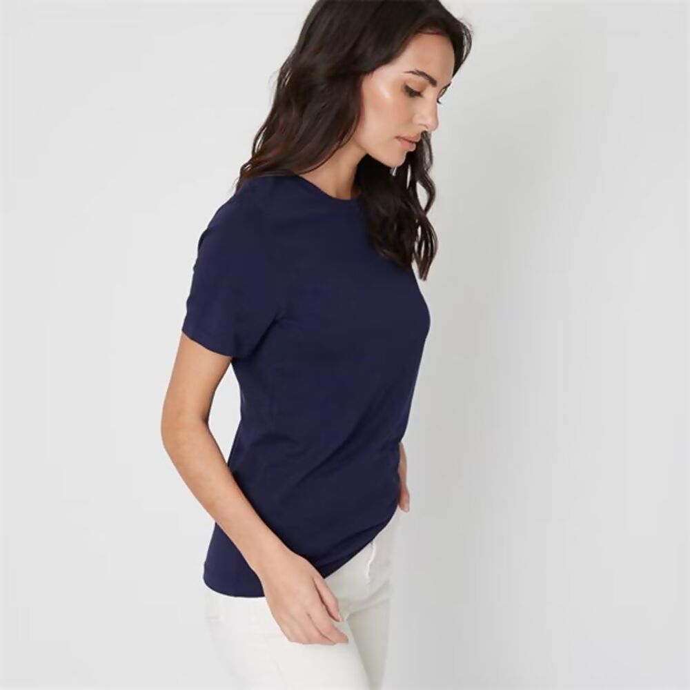Cotton Crew Neck T-Shirt in Navy