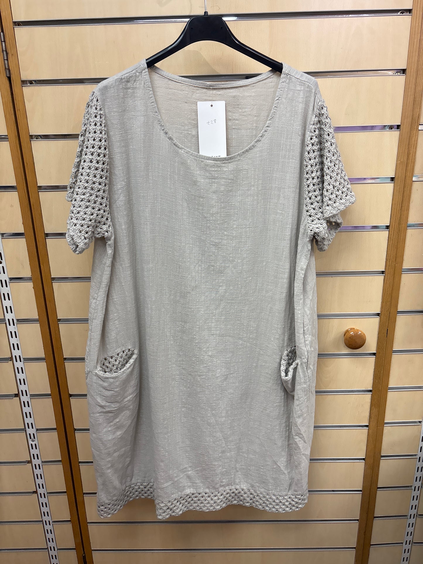 100% Cotton Dress in stone