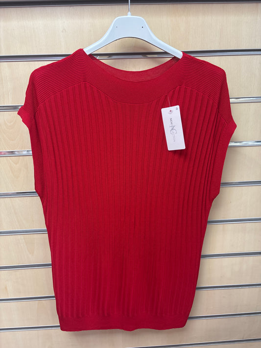 Ribbed Cap Sleeve Top in Red