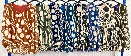 Circle Print Blouse with Lining
