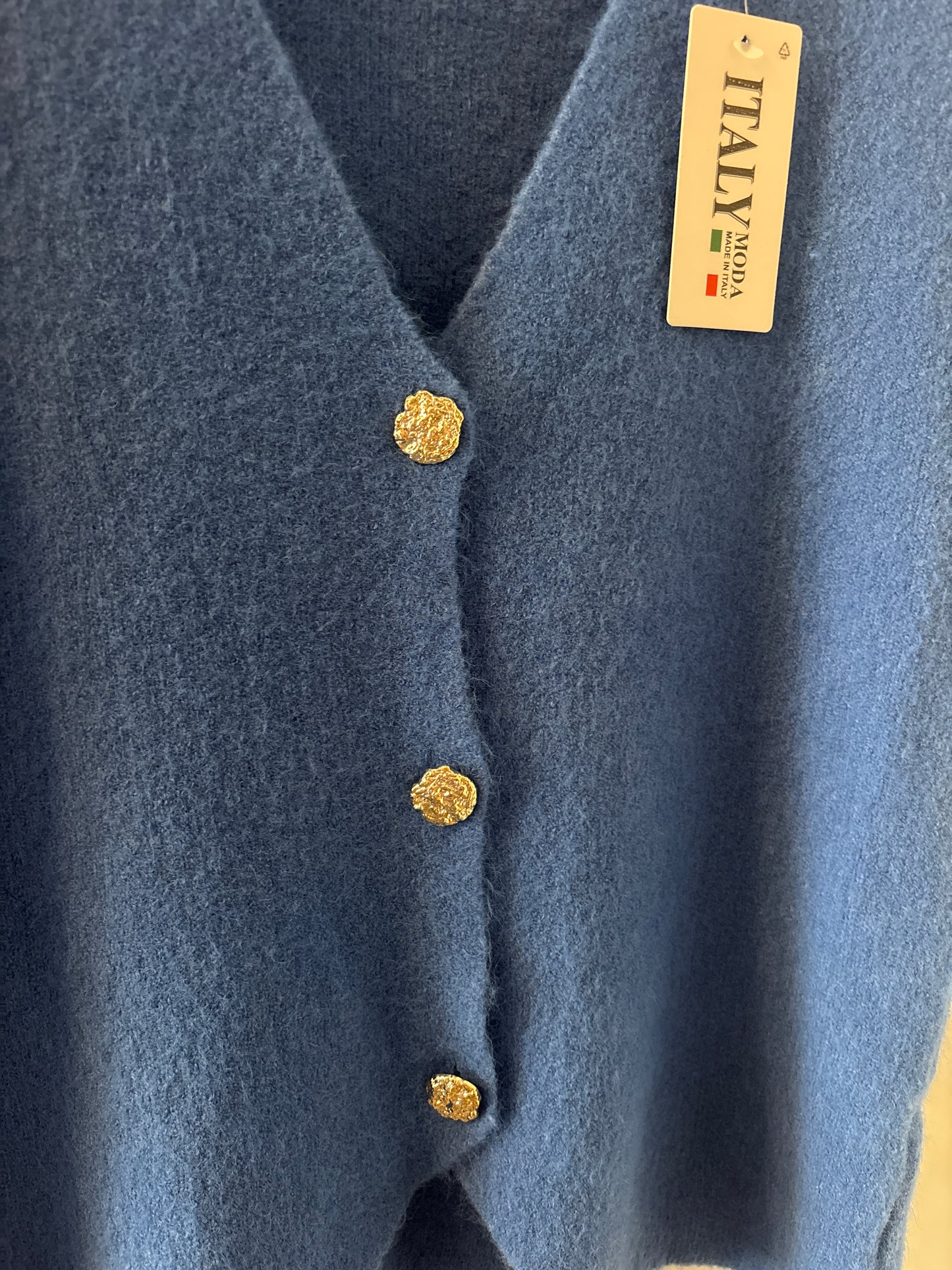 Buttoned Knitted Vest in Blue