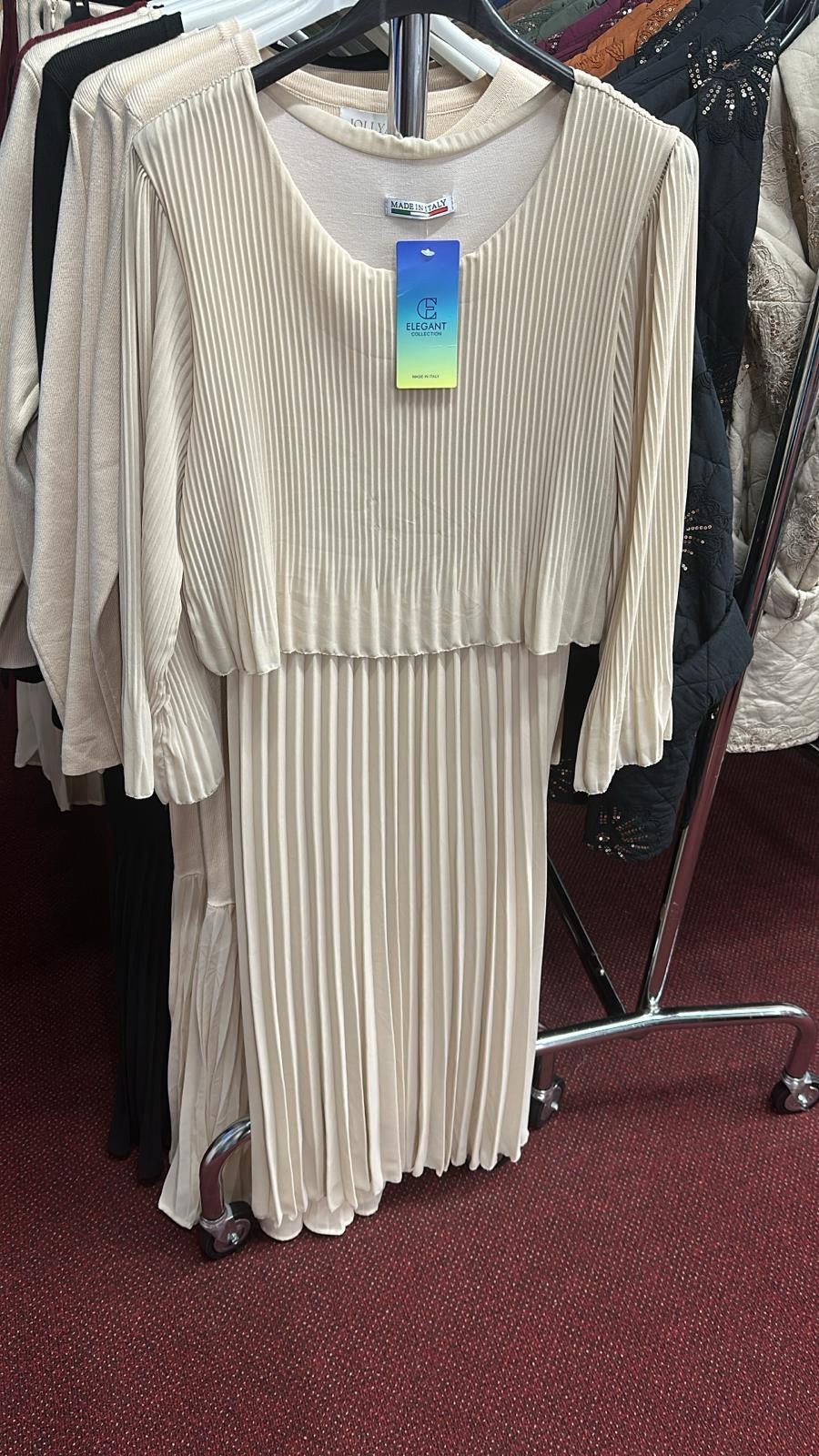 Pleated Long Sleeve Dress