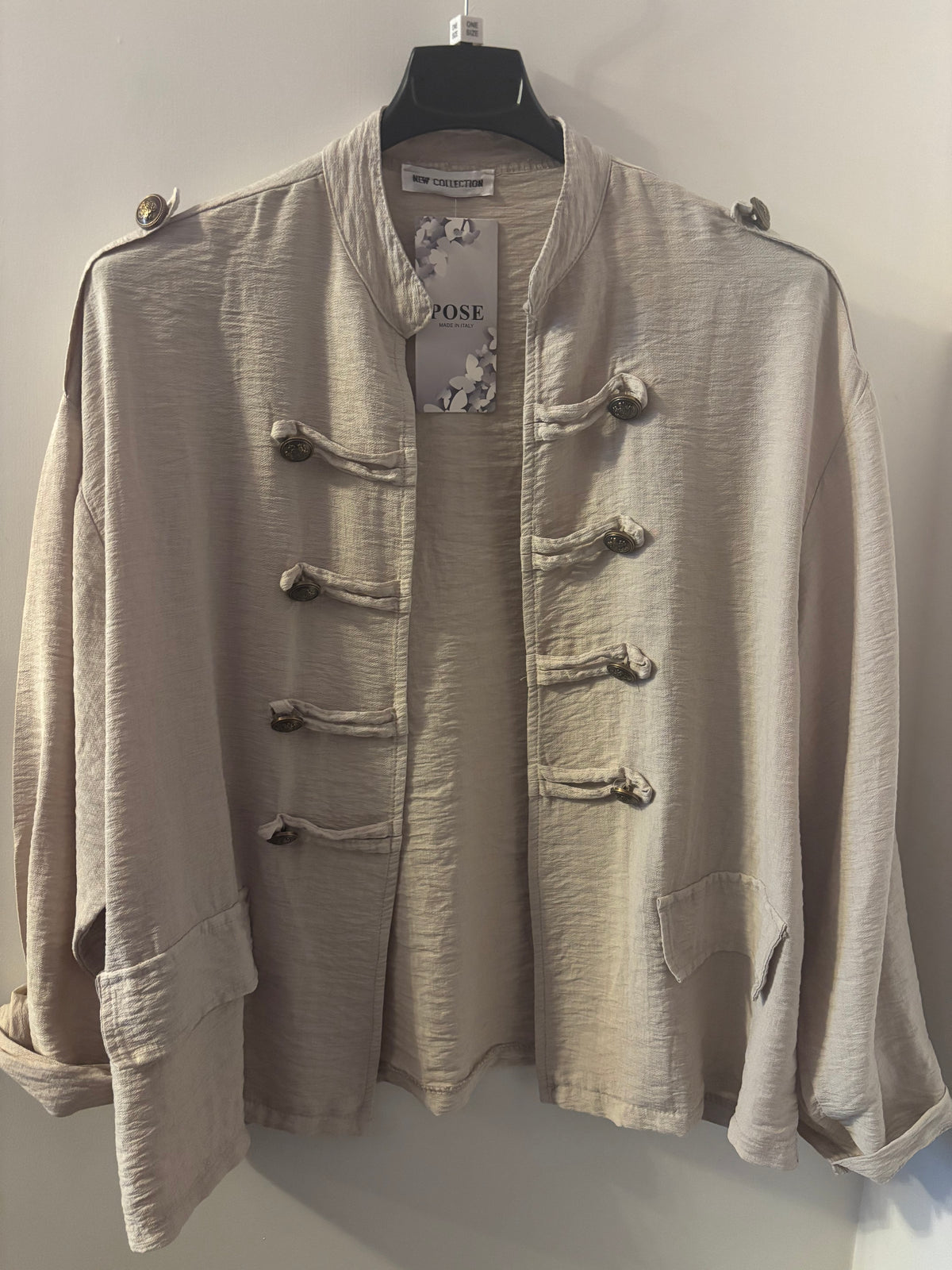 Military Style Shirt in Beige