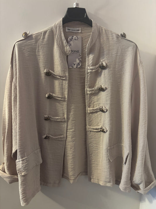 Military Style Shirt in Beige