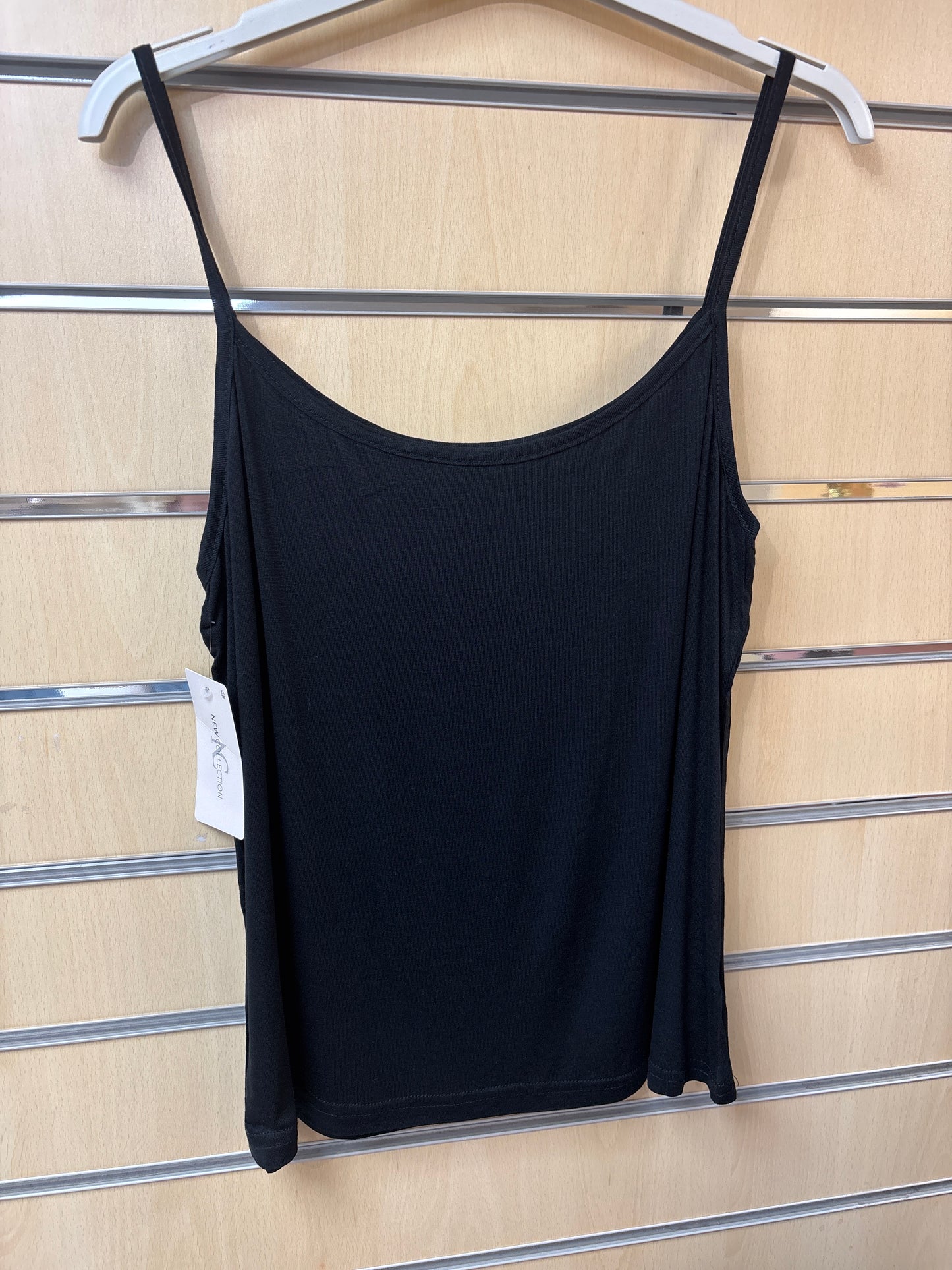 Strappy Cotton Vest Top In Black