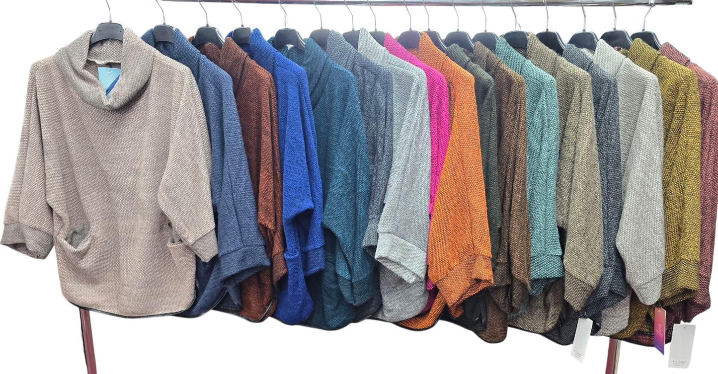 Cowl Neck Plain Print Jumper