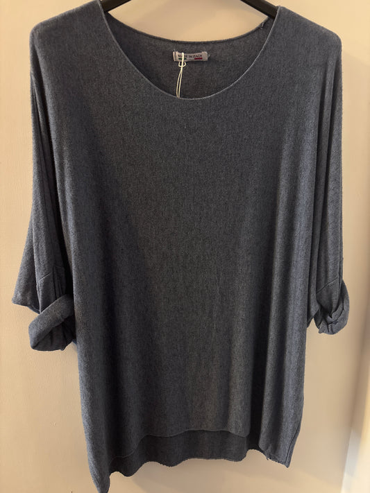 Fine Knit Jumper in Denim