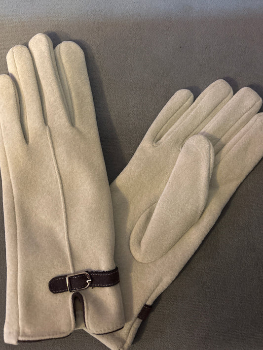 Beige Strap Gloves