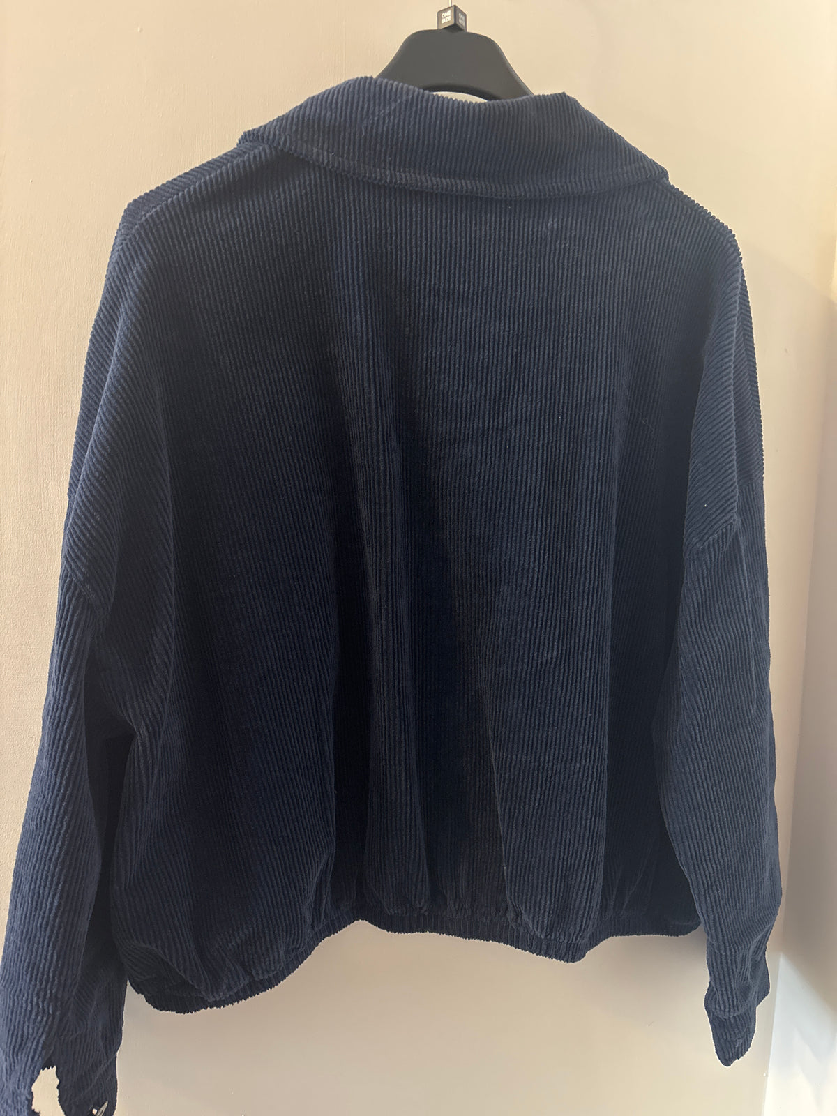 Cropped Cord Jacket with Buttons in Navy