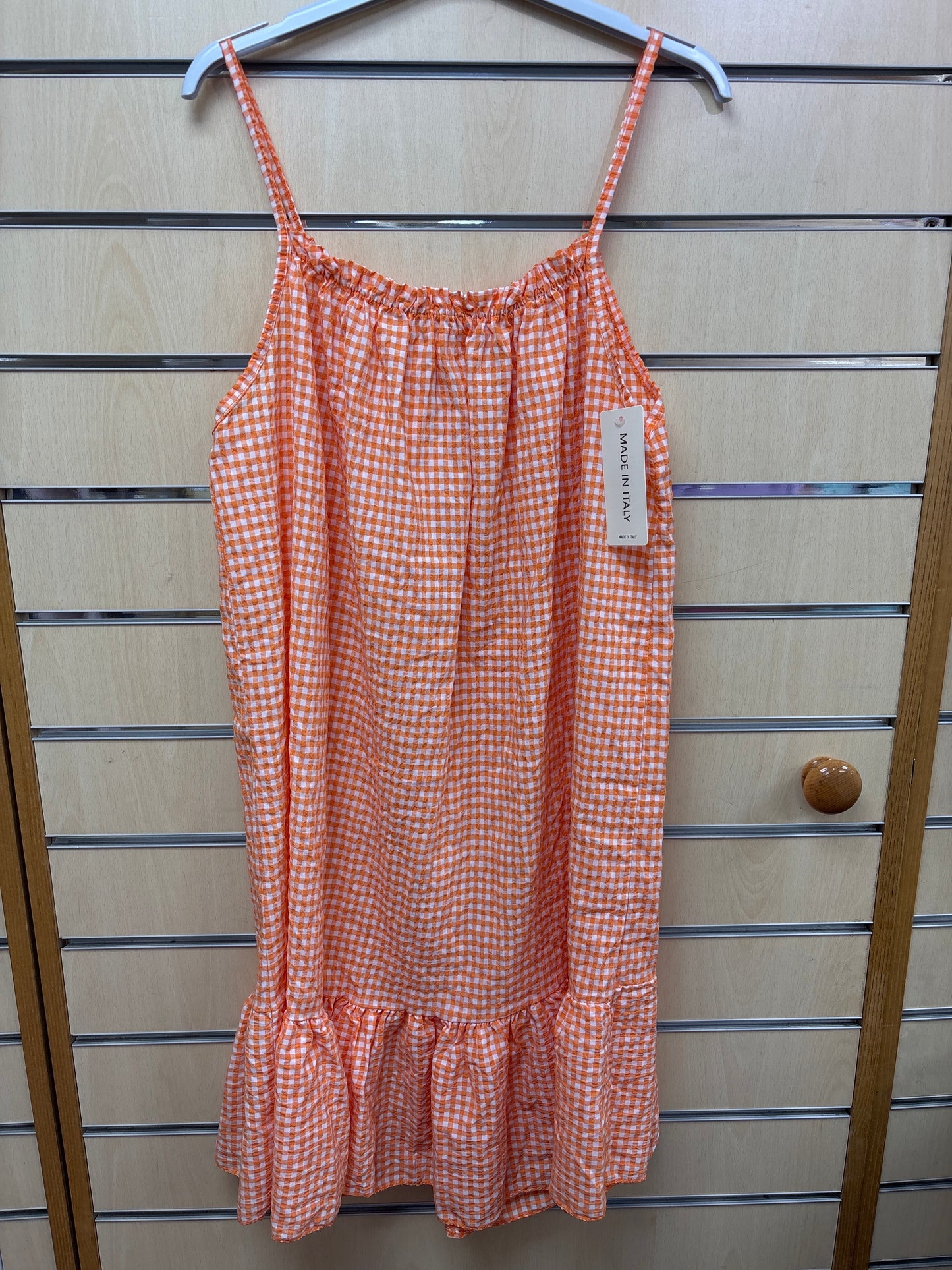 Gingham Strappy Dress in Orange