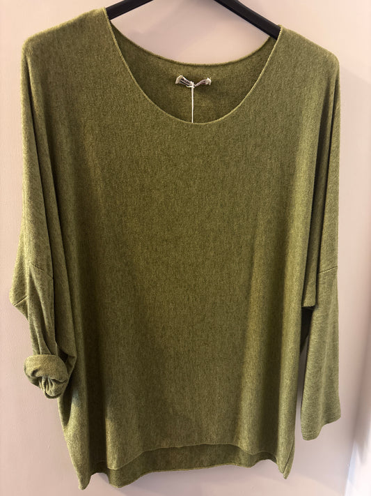 Fine Knit Jumper in Green