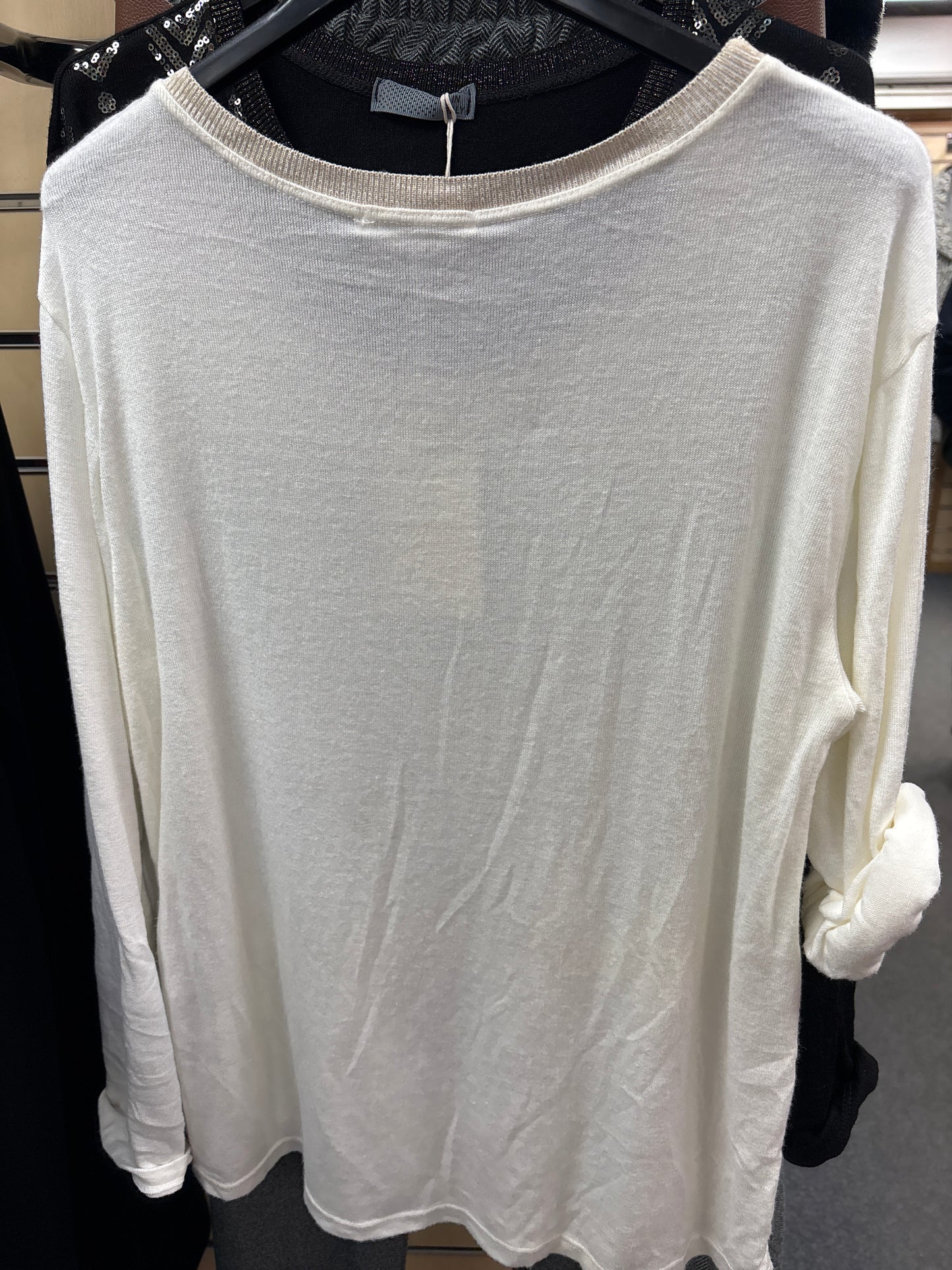 Sequin Detail Top in Cream