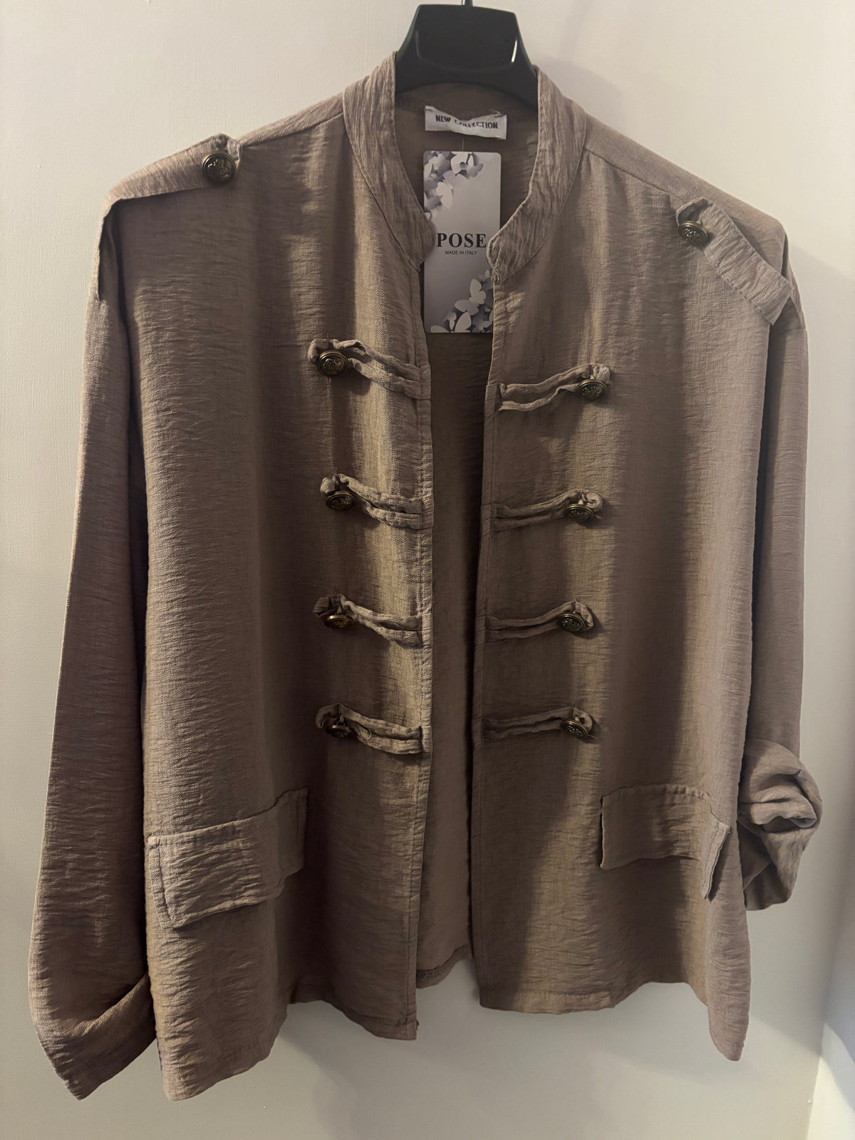 Military Style Shirt in Mocha