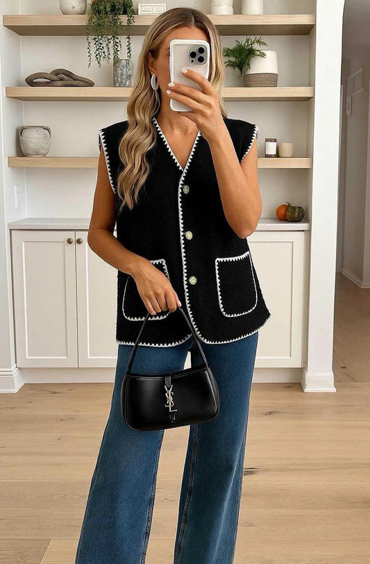 Boucle Style Gilet Vest in Black