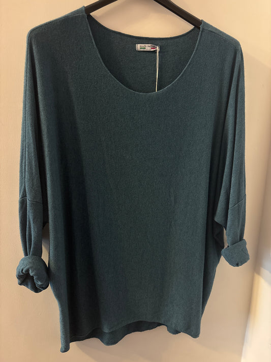 Fine Knit Jumper in Teal