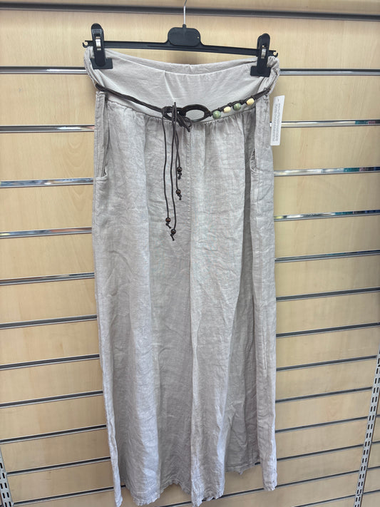 Belted Linen Trousers in Stone