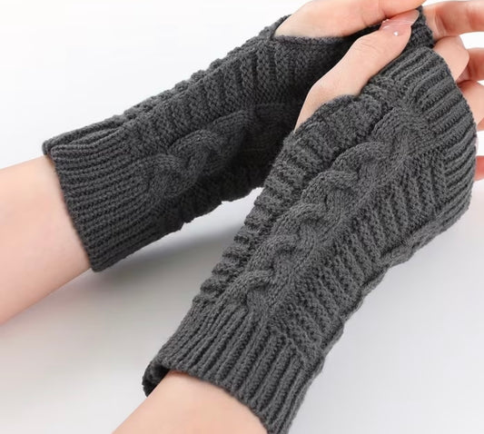 Grey Fingerless Gloves