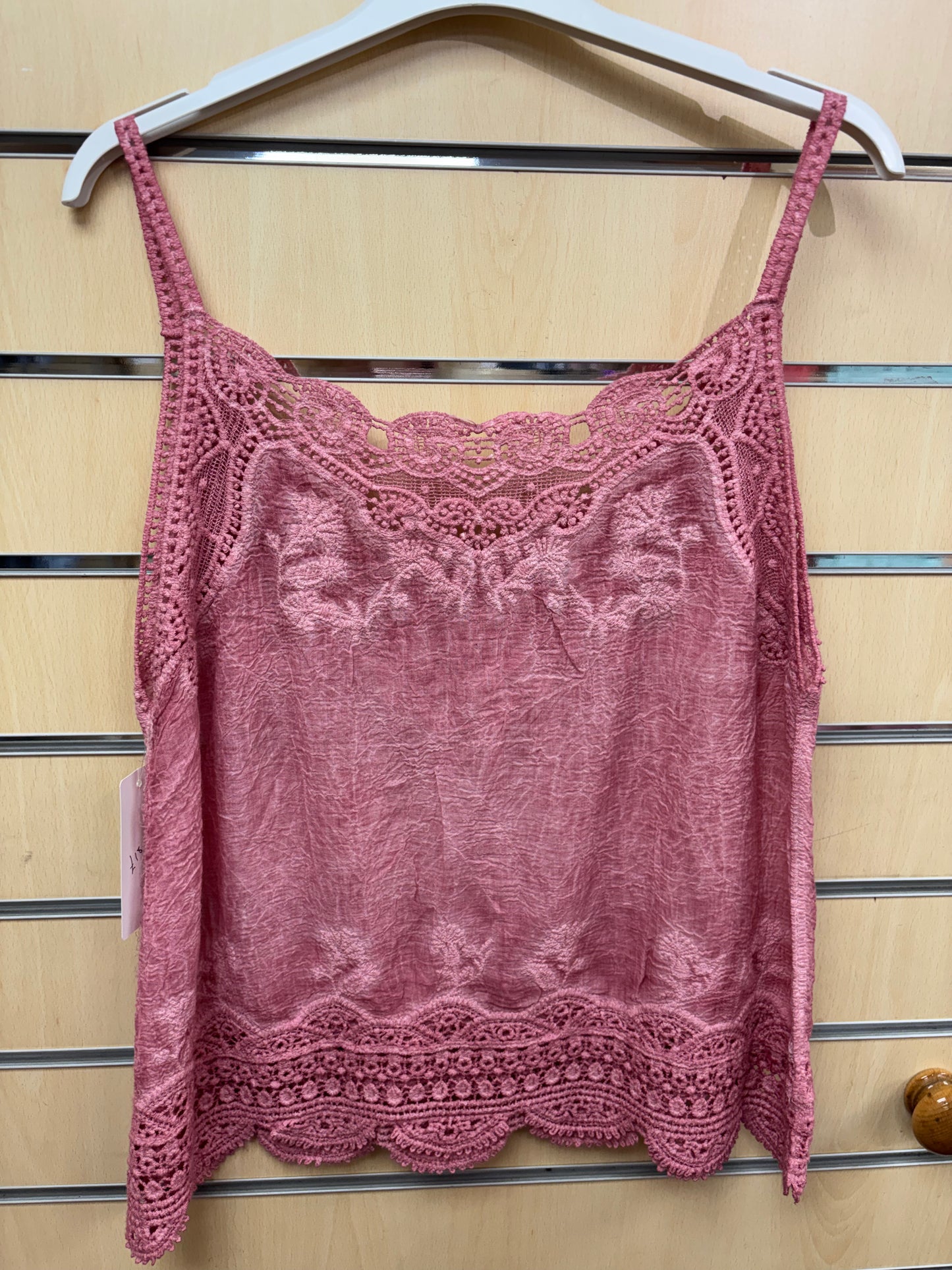 Plain Lace Cami Top in Pink