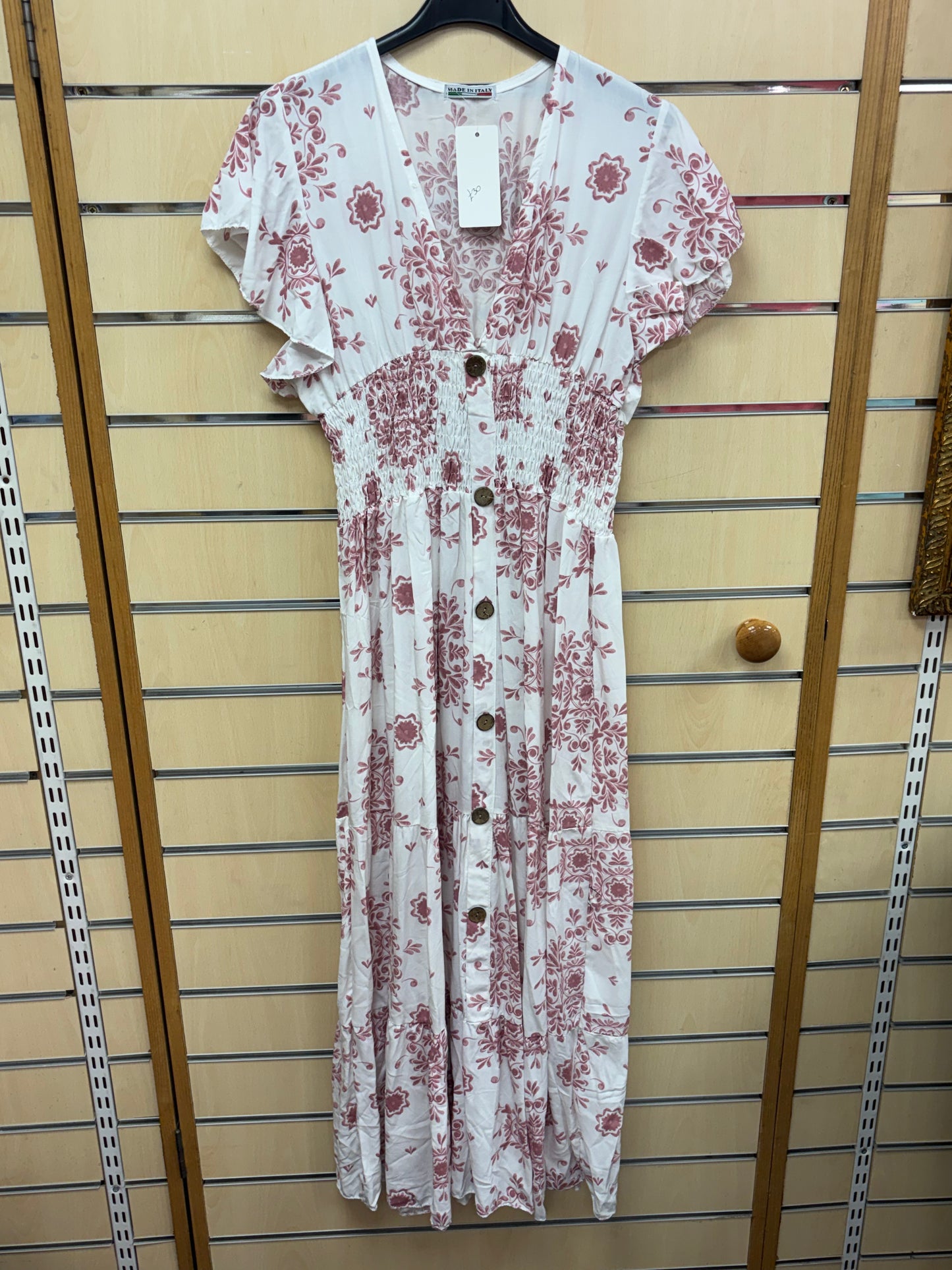Floral Button Maxi Dress in Pink