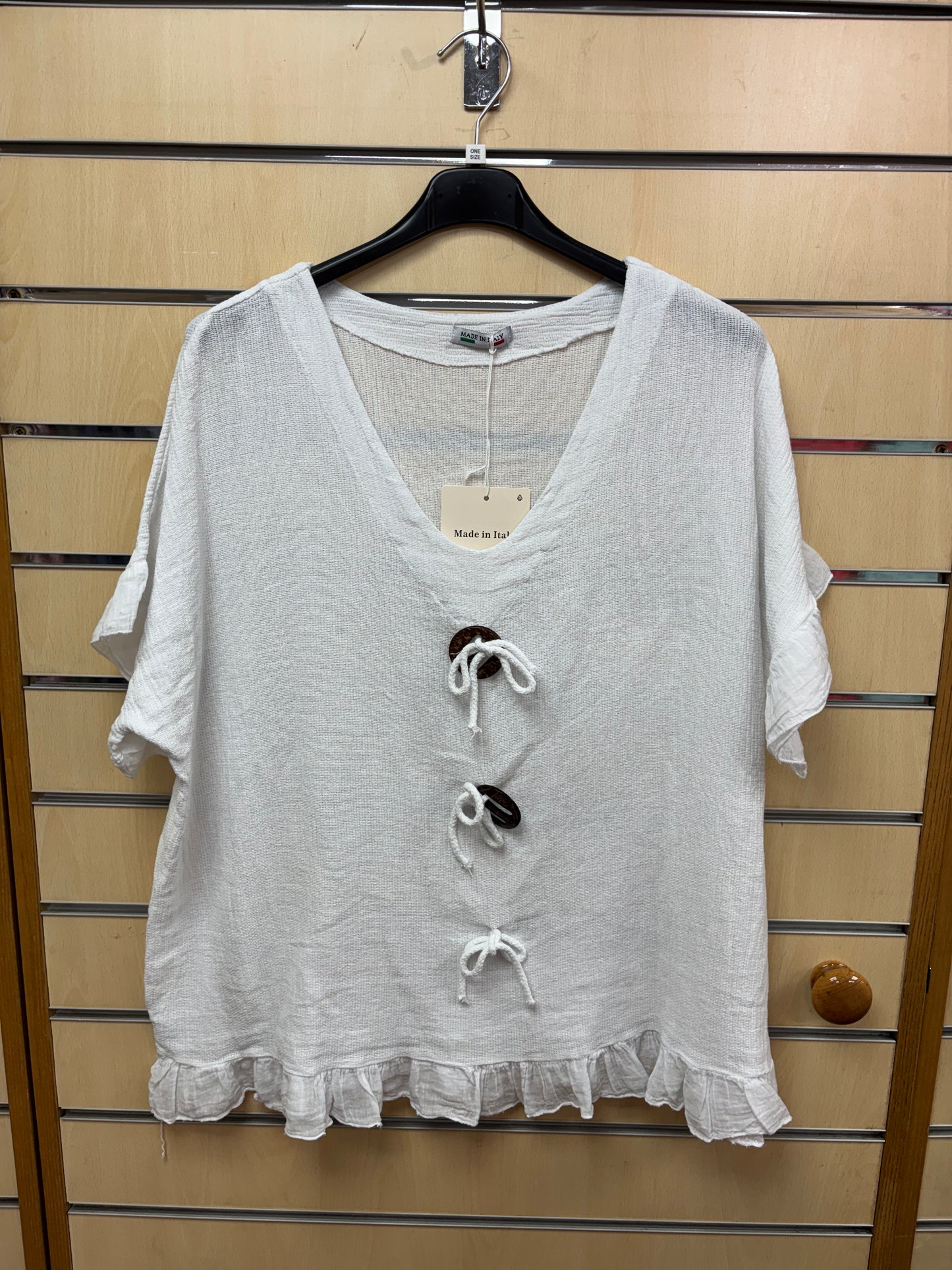 2 Button Cotton Top in White