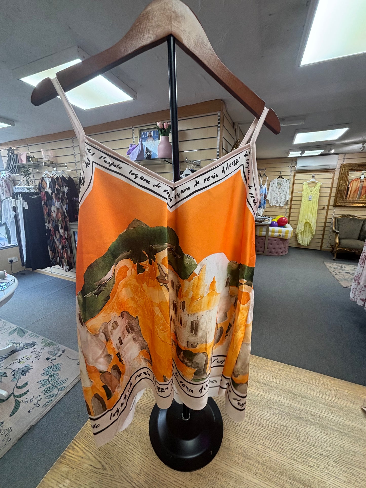 Cami Border Print Top in Orange