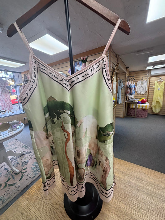Cami Border Print Top in Mint