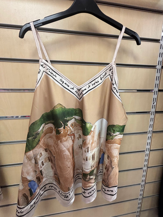 Cami Border Print Top in Gold