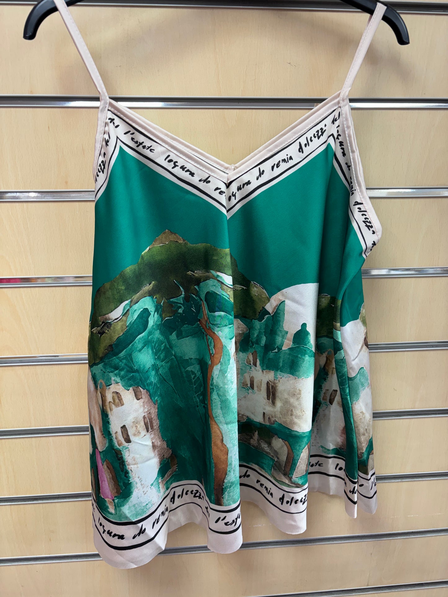 Cami Border Print Top in Green
