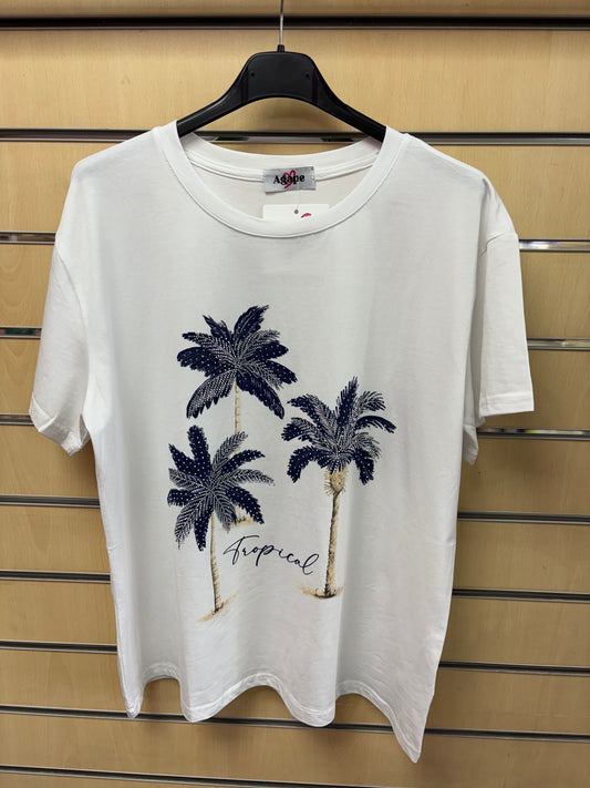 Palm Tree T-Shirt in Navy