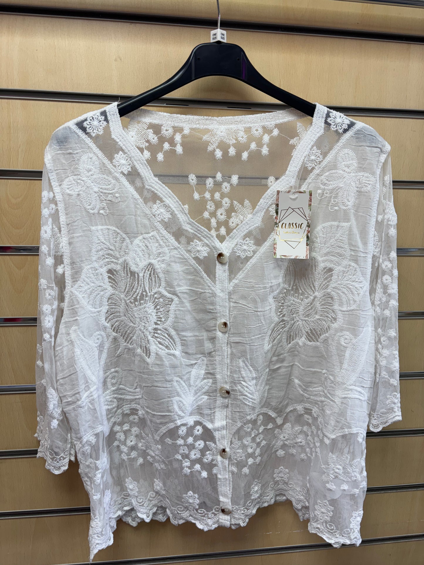 Scallop Edge Lace Cardigan in White