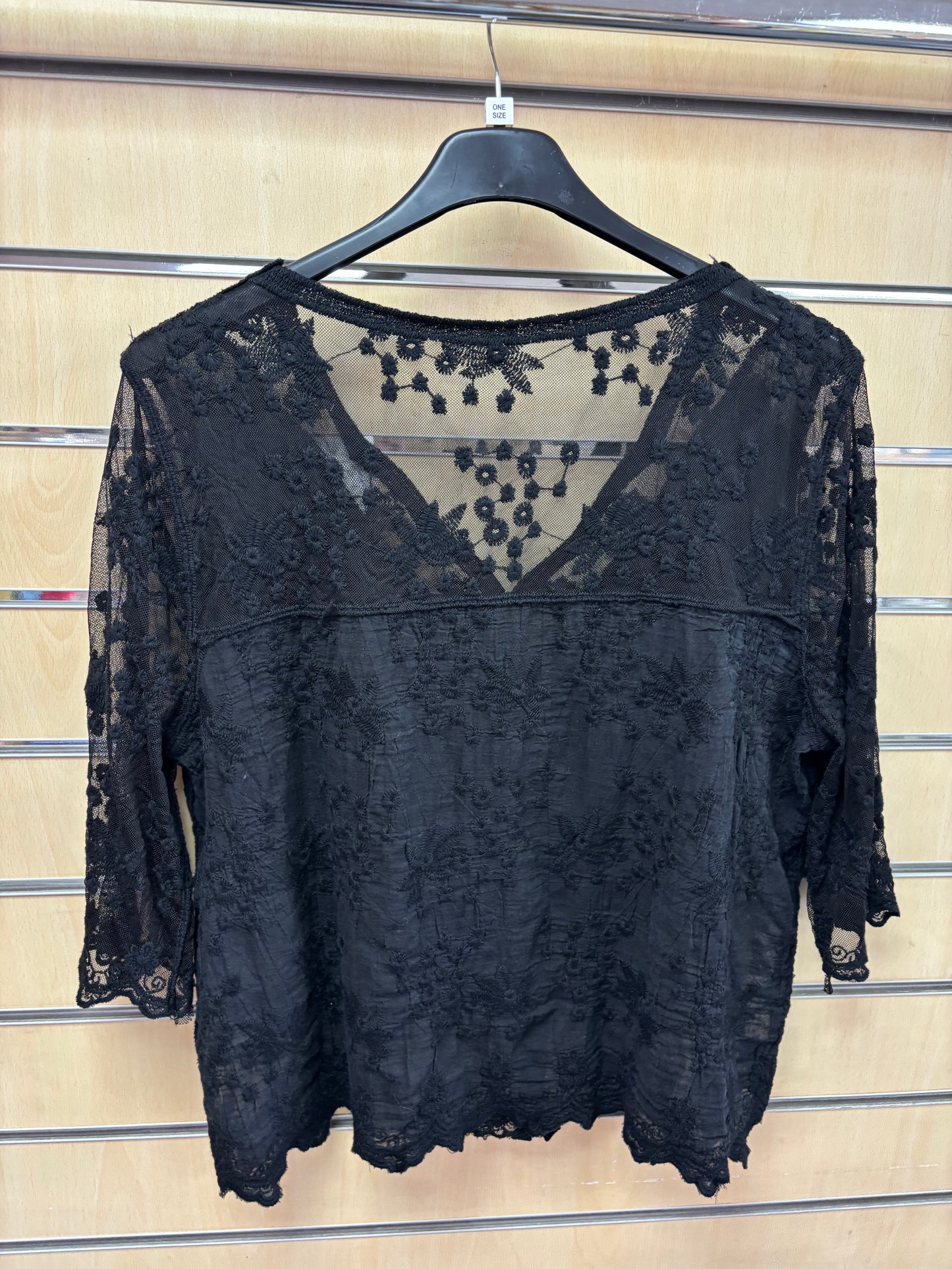 Scallop Edge Lace Cardigan in Black