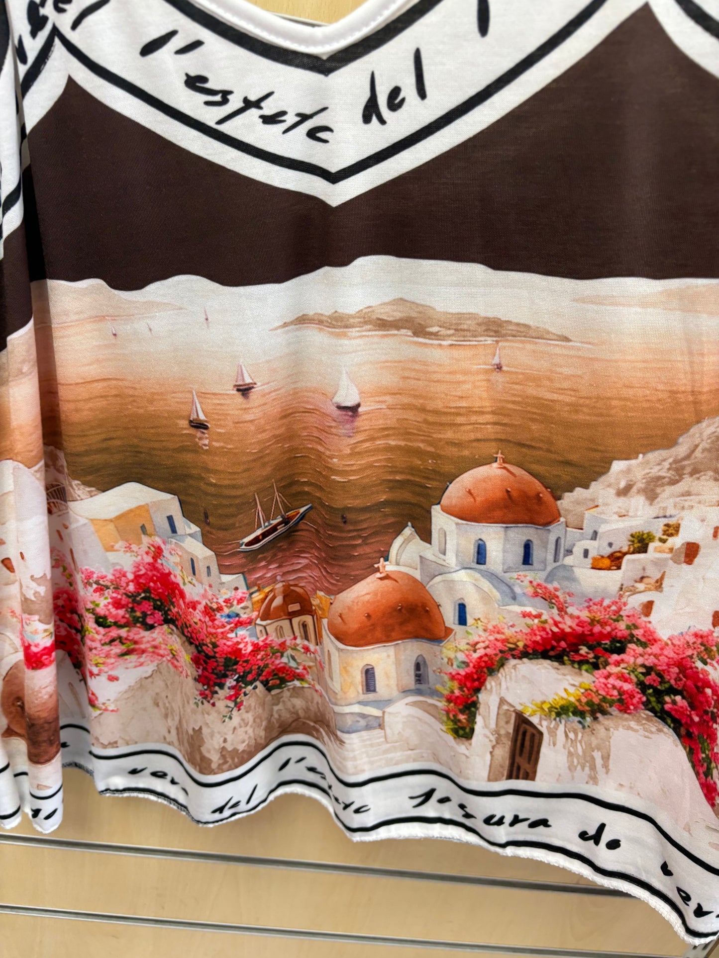 Santorini Print Cami Top in Brown