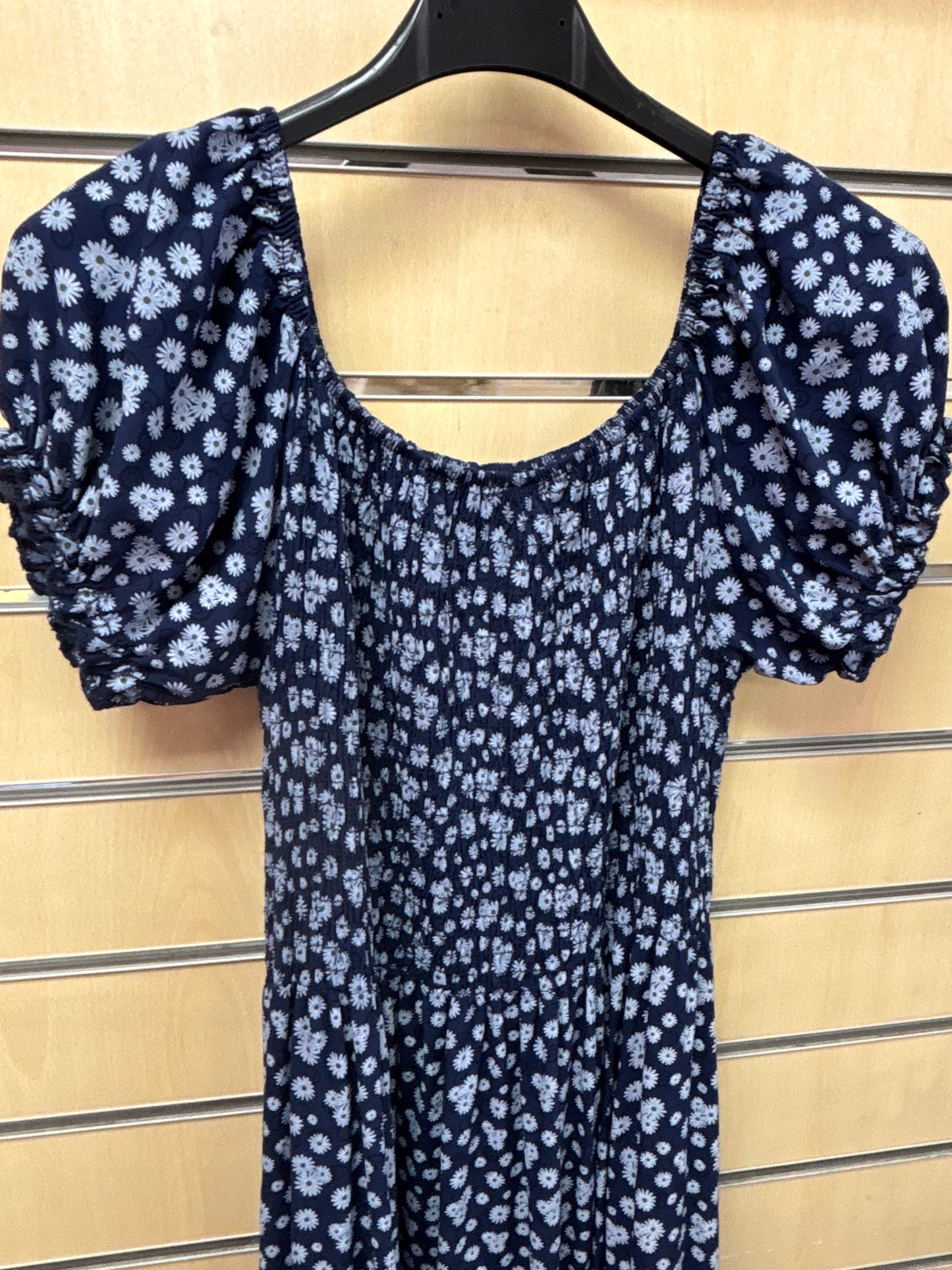 Floral Shirred Maxi Dress in Navy
