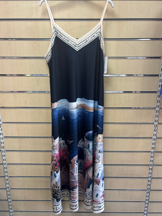 Cami Print Santorini Maxi Dress in Navy