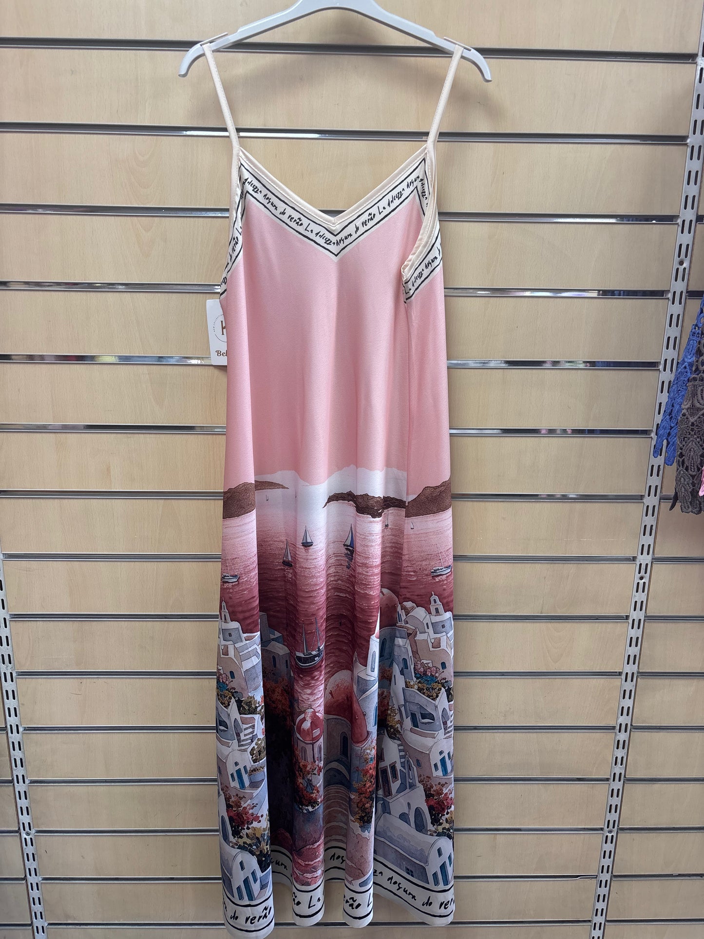 Cami Print Santorini Maxi Dress in Pink