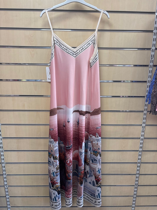 Cami Print Santorini Maxi Dress in Pink