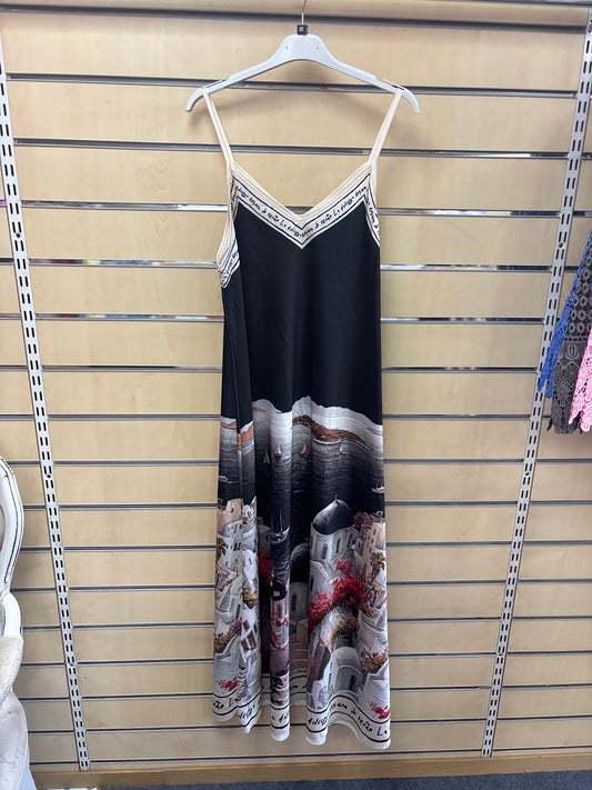 Cami Print Santorini Maxi Dress in Black