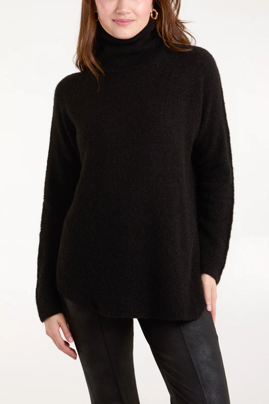 Roll neck soft touch jumper in Black