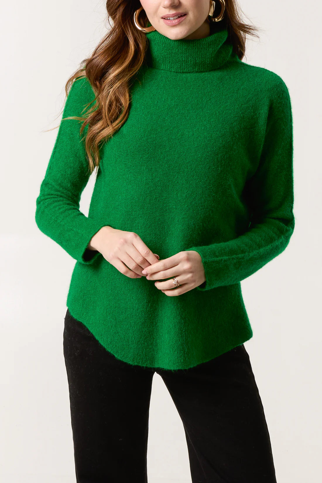 Roll neck soft touch jumper in Green