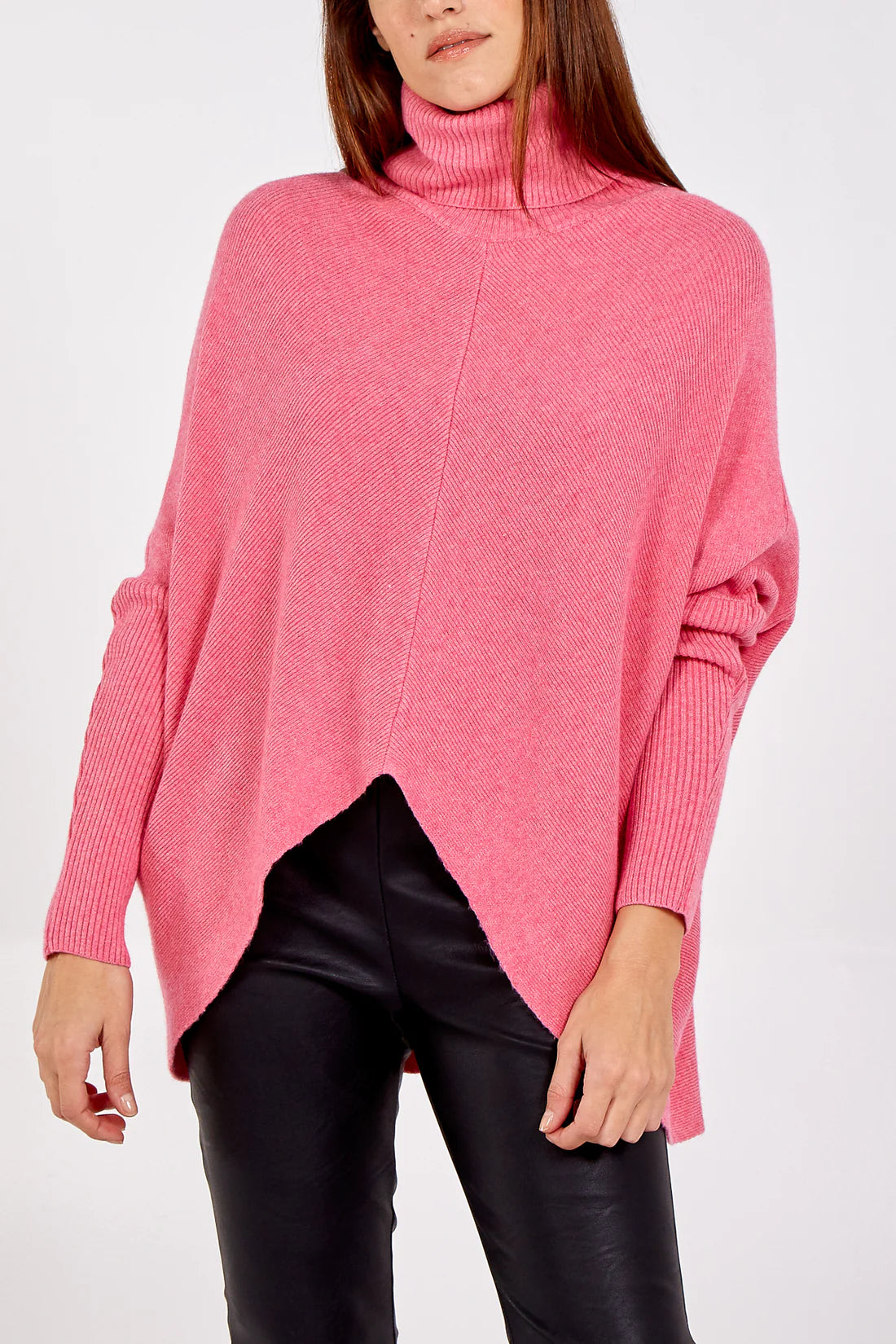 Long Sleeve Roll Neck Jumper in Pink