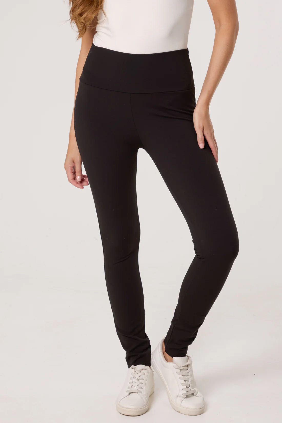 Fleece Lined Wide Waistband Legging in Black