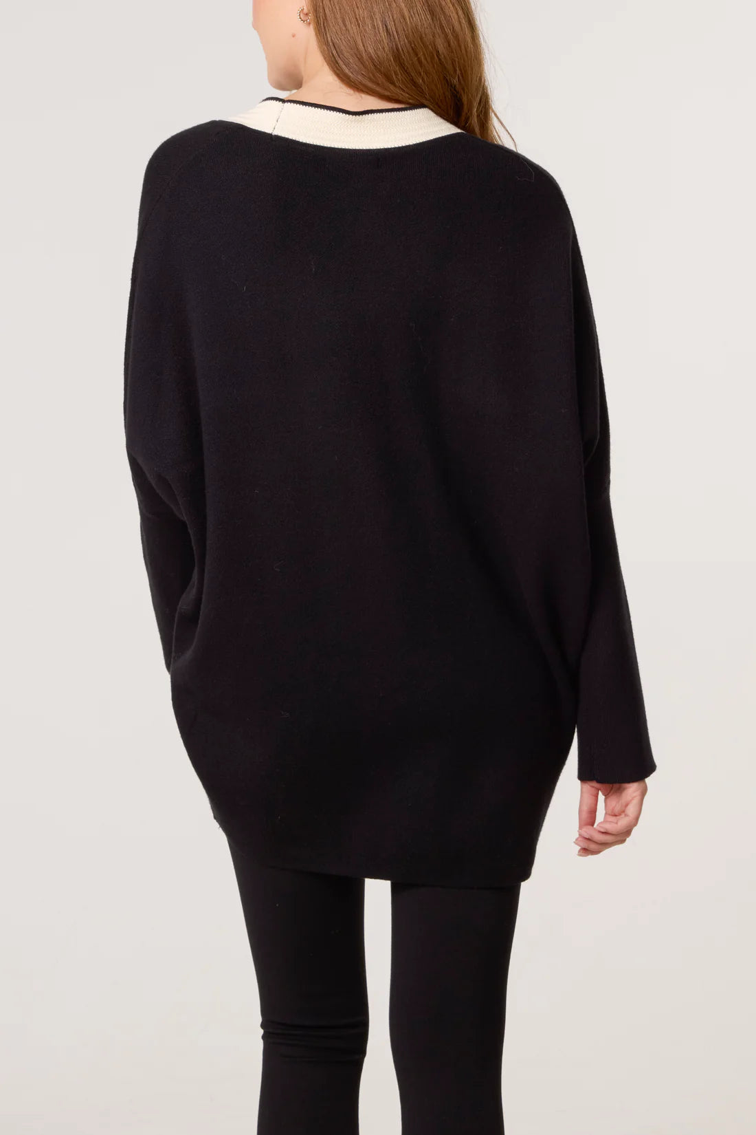 Contrast Gold Button Knit Cardigan