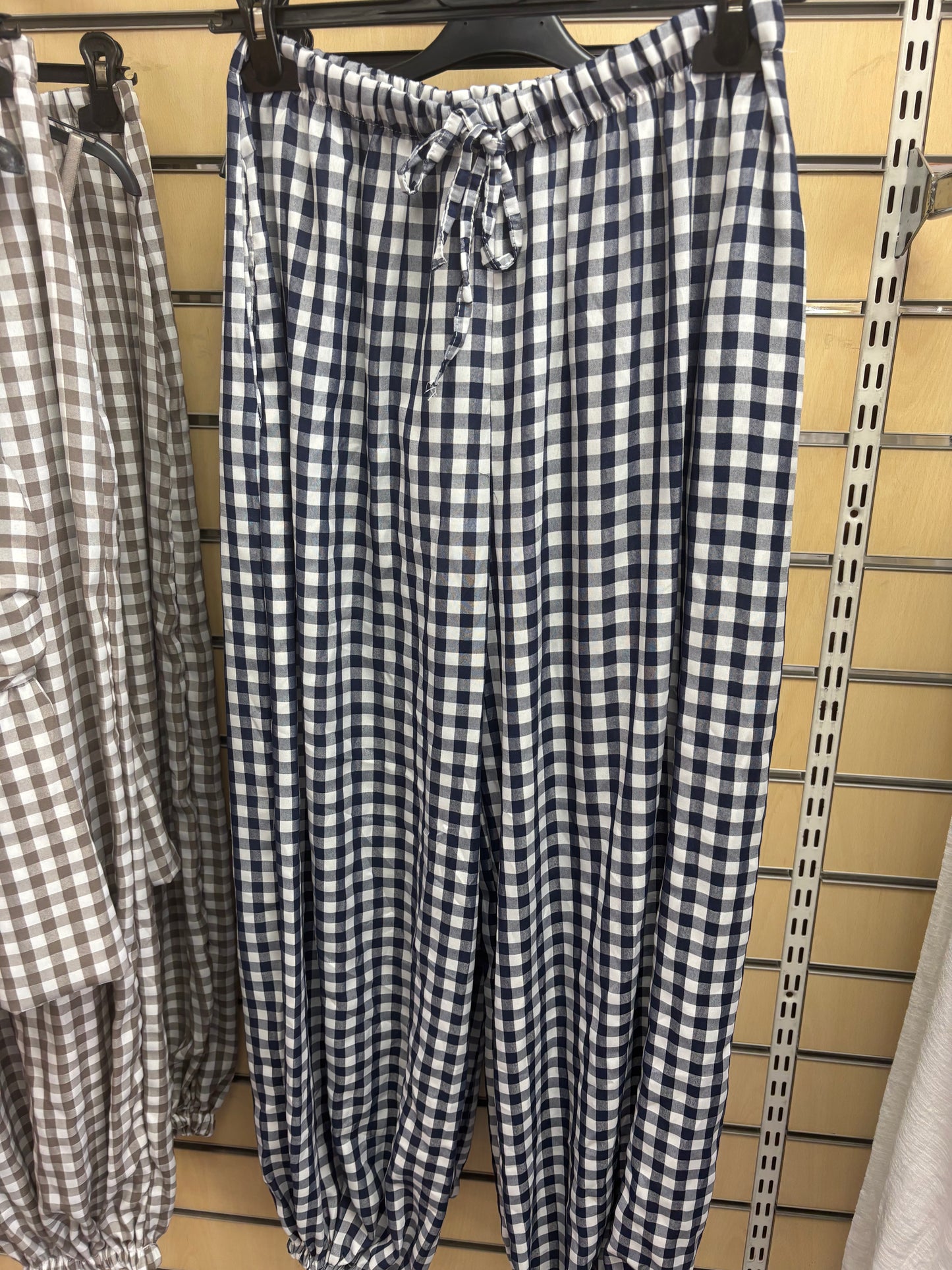 Gingham Top and Trouser Set in Navy