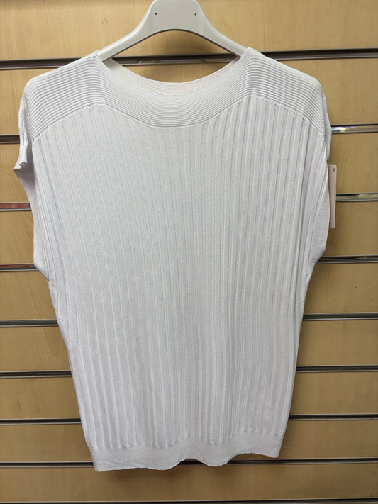 Ribbed Cap Sleeve Top in White