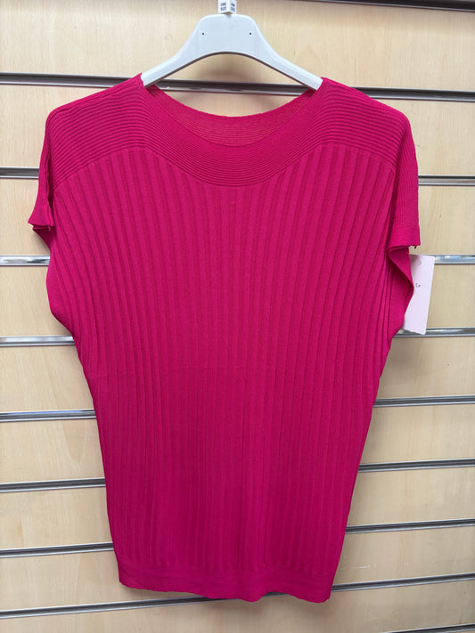 Ribbed Cap Sleeve Top in Pink