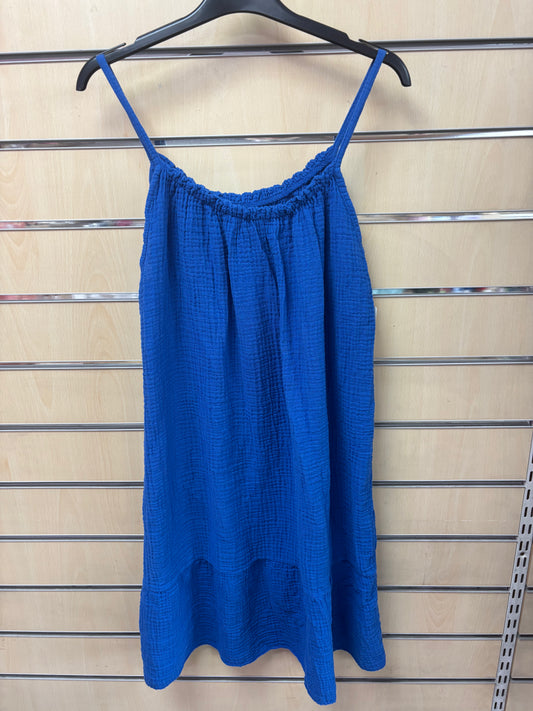 Cotton Strappy Dress in Blue